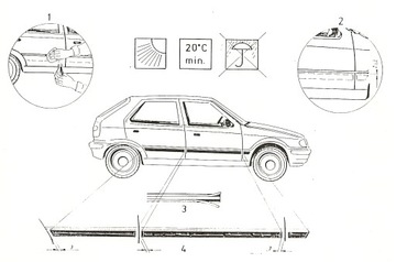 Накладки на боковые молдинги автомобиля SKODA FABIA 4 IV