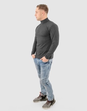 Elegancki Sweter Golf Męski Golfy WXM 3XL antracyt