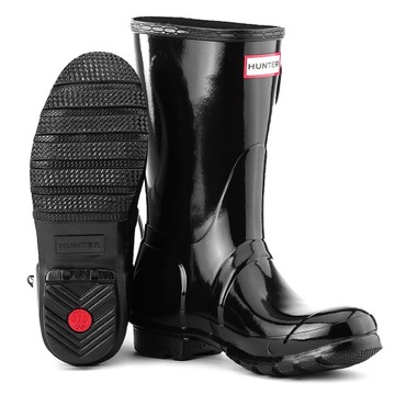 HUNTER WELLING BOOTS ORIGINAL TALL SHORT GLOSS BLK 36