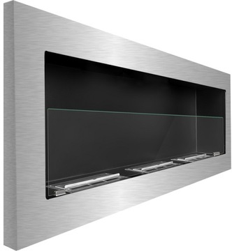 ДЛИННЫЙ БИОКАМИН 140x40 INOX СО СТЕКЛЯННЫМ КАМИНОМ 1400