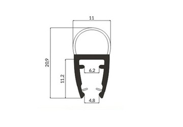 Уплотнитель для душевой кабины 6-8мм UK07, 40см