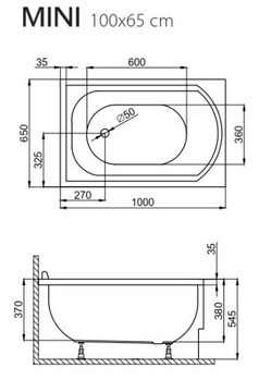 Польская ВАННА 100х65 для маленькой ванной Polimat