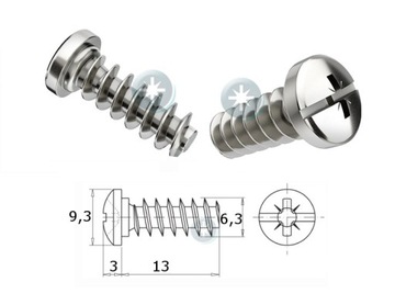 Wkręt euro do zawiasów 6,3 x 13 100szt.