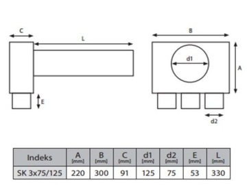 РЕКУПЕРАЦИОННЫЙ ОТВЕС 3x75/125 VENTFLEX