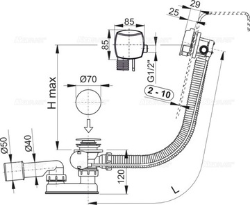 Сифон для ванны с функцией наполнения A564CRM1 Alcap