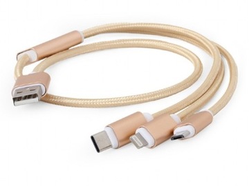 Kabel USB 1m 3in1 ładowanie micro usb usb c apple