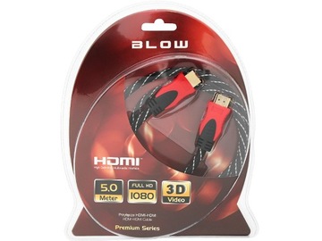 KABEL HDMI - HDMI FULL HD 5M ZŁOCONY PREMIUM OPLOT