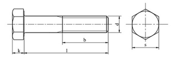 Винты M16x110 с шестигранной головкой 10,9 черные DIN 931 1 шт.