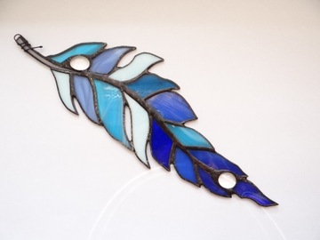 Витражный кулон Feather Leaf Перо с каплей