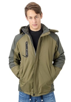 Ciepła Kurtka Zimowa Męska Ocieplana Sportowa z Kapturem 18602-04 r XL