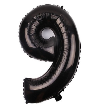 BALON FOLIOWY CYFRA 9 DZIEWIĄTKA CZARNA 80cm