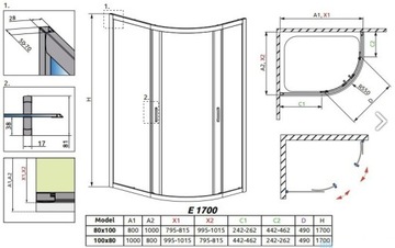 RADAWAY PREMIUM PLUS E кабина 100x80 + BRO + СИФОН