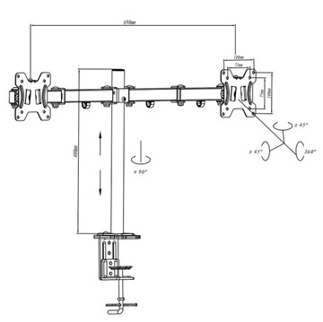 НАСТОЛЬНАЯ ПОДВЕСКА для двух из 2 МОНИТОРОВ МОНИТОРЫ VESA 13–27 футов Twin