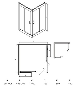 Besco Modern KABINA KWADRATOWA MROŻONE 90x90x185