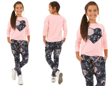 Bluza z sercem w KWIATY, serce granat - 116 KROPEK