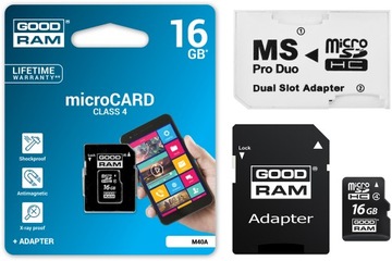 GOODRAM micro SDHC 16GB + ADAPTER MS PRO DUO PSP !