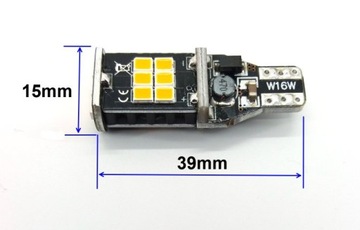 Светодиодная лампа T15 оранжевая 12V CANBUS 980lm W16W