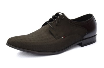 Buty wizytowe polskie skórzane NUBUK 322/4 C-DZ