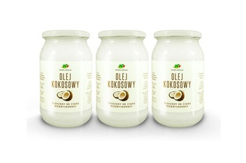 OLEJ KOKOSOWY 3x 900ml NIERAFINOWANY EXTRA VIRGIN