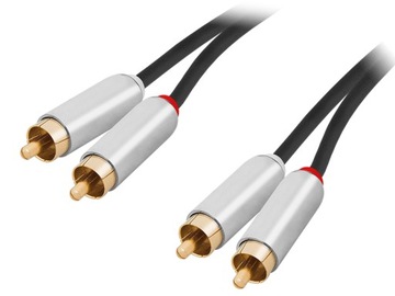 PRZYŁĄCZE KABEL 2xRCA CINCH METAL PREMIUM 2,5m WWA