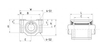 ЛИНЕЙНЫЙ ПОДШИПНИК SMA 16 GUU В КОРПУСЕ SMA16GUU