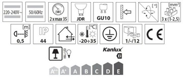 Настенный светильник Kanlux для сада, оттенки серого и серебра, GU10 35 Вт