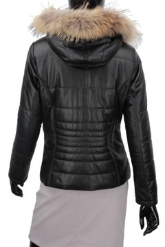 Čierna dámska kožená bunda prešívaná s kožušinkou DORJAN HLN450_1 L