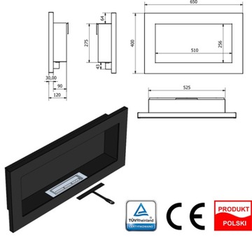 Биокамин черный 65x40 650x400 SAFE BURNER