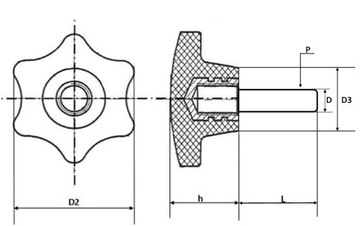 DIN 56922 L Ручки-звездочки M6x30