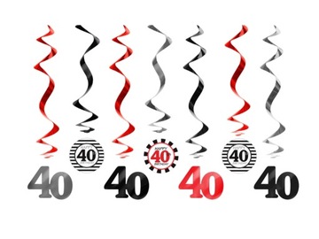 GIRLANDA ŚWIDERKI DEKORACYJNE 40 URODZINY-7SZT-869