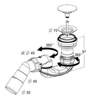 СИФОН RADAWAY TURBOFLOW ДЛЯ ДУШЕВОГО ПОДДОНА CLICK-CLACK 578P