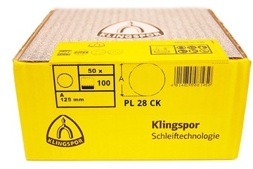 KLINGSPOR Krążek ścierny PL28CK 125mm gr.100 /50x
