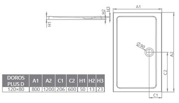 RADAWAY ПРЯМОУГОЛЬНЫЙ ДУШЕВОЙ ПОДДОН DOROS PLUS D 120x80x5