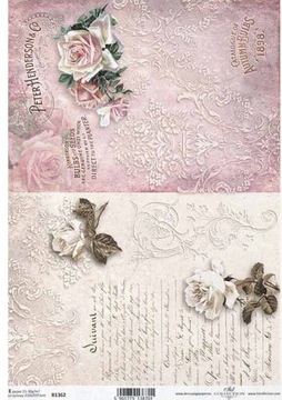 Papier ryżowy A4 R1362 listy ornamenty róże