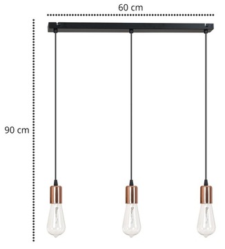 Современная ХРОМИРОВАННАЯ МЕДНАЯ ПОДВЕСНАЯ СВЕТИЛЬНИК Edison 3 x 60 Вт