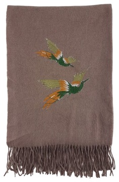 БОЛЬШОЙ ШАРФ С ВЫШИВКОЙ ПТИЦ, КАШЕМИРОВЫЙ ШАРФ