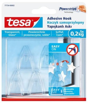 TESA 77734 SAMOPRZYLEPNE HACZYKI na szkło 0,2kg x5