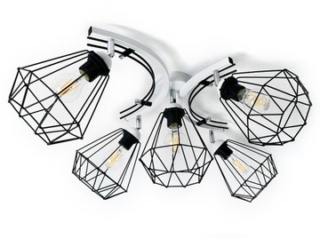 Lampa sufitowa plafon żyrandol 5xE27 klosz druciak