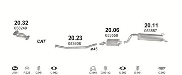 Центральный глушитель Polonez Caro, Caro Plus, Atu объемом 1,4+1,5+1,6