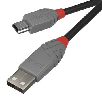 Lindy 36724 USB 2.0 A — линейный кабель Mini-B Anthra — 3 м