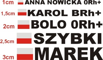 Ваше ИМЯ НИКНЕЙМ ПОЛЬША Флаг Наклейки с указанием группы крови