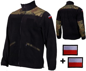 Camo Military Fleece + FLAGI Wz93, черный, THICK, размер XS