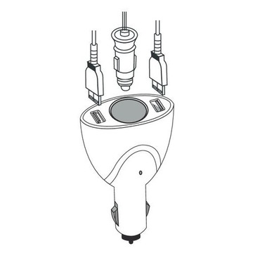 ROZGAŁĘZIACZ ZAPALNICZKI 2 GNIAZDA USB 12/24V 047