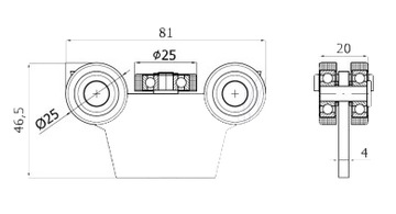 Профиль профиля Slling Roller для раздвижных дверей 30x30 G-5M-30