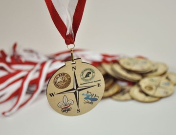 medal dwustronny nadruk UV + wstążka 8x8cm 50szt