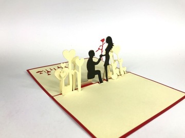 Красная помолвочная открытка 3D, Помолвка, Свадьба