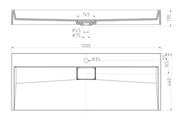 VELDMAN CONGLOMERAT РАКОВИНА DEXTER 100x46см ОТВЕРСТИЕ