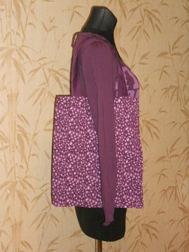BERSHKA - fioletowa bluzka z aplikacją i torbą - M
