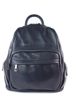 Рюкзак кожаный Vera Pelle, просторный, серый