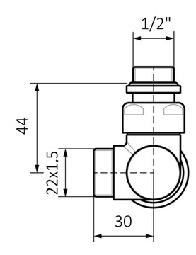 Herz Zawór H3000-TS kątowy 1/2 chrom G. Łazienkowy